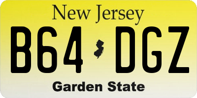 NJ license plate B64DGZ