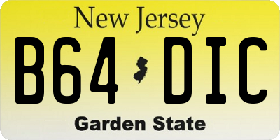 NJ license plate B64DIC