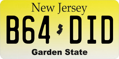 NJ license plate B64DID