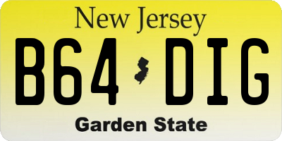 NJ license plate B64DIG