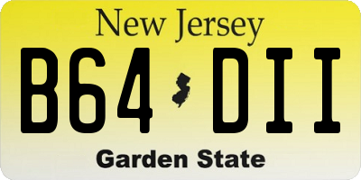 NJ license plate B64DII