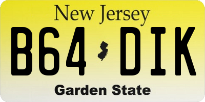 NJ license plate B64DIK