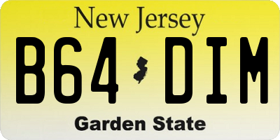 NJ license plate B64DIM