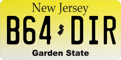 NJ license plate B64DIR
