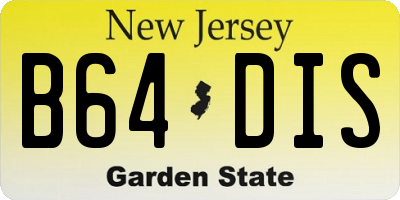 NJ license plate B64DIS