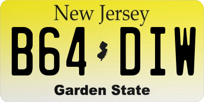 NJ license plate B64DIW