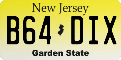 NJ license plate B64DIX