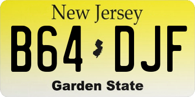 NJ license plate B64DJF