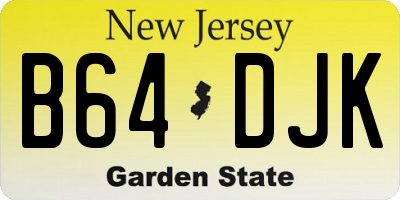 NJ license plate B64DJK