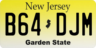 NJ license plate B64DJM