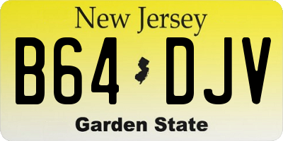 NJ license plate B64DJV