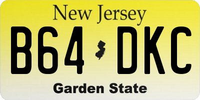 NJ license plate B64DKC