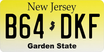 NJ license plate B64DKF