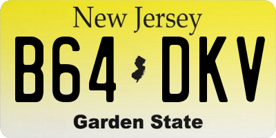 NJ license plate B64DKV