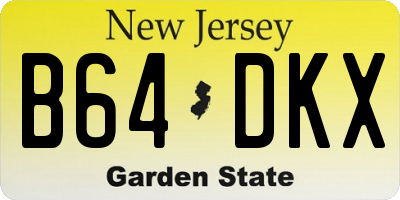 NJ license plate B64DKX