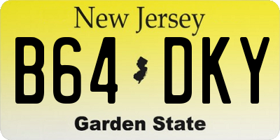 NJ license plate B64DKY