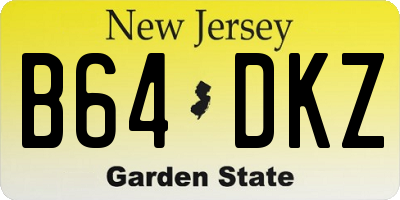 NJ license plate B64DKZ