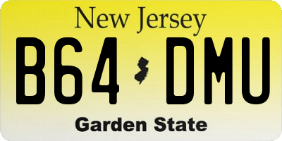NJ license plate B64DMU