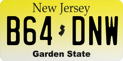 NJ license plate B64DNW