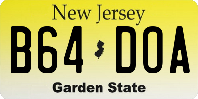 NJ license plate B64DOA