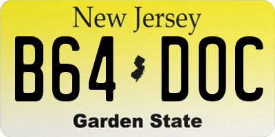 NJ license plate B64DOC