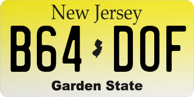 NJ license plate B64DOF