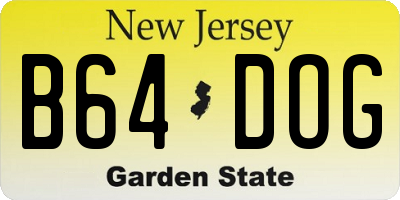 NJ license plate B64DOG