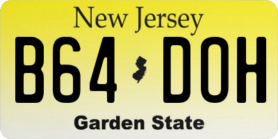 NJ license plate B64DOH
