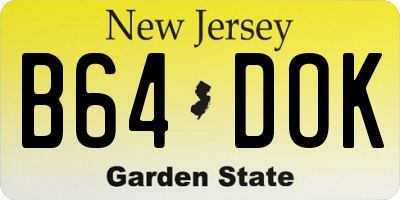NJ license plate B64DOK