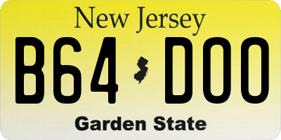 NJ license plate B64DOO