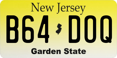 NJ license plate B64DOQ