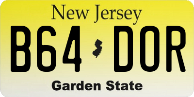 NJ license plate B64DOR