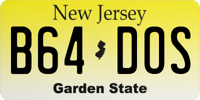 NJ license plate B64DOS
