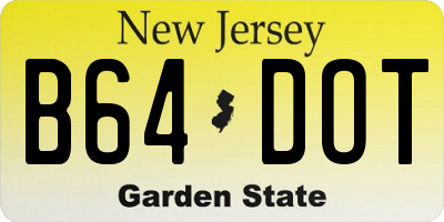 NJ license plate B64DOT