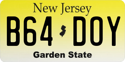NJ license plate B64DOY