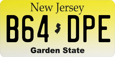 NJ license plate B64DPE