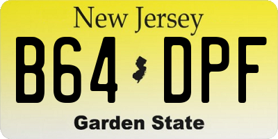 NJ license plate B64DPF