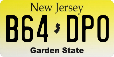 NJ license plate B64DPO