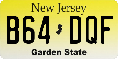 NJ license plate B64DQF