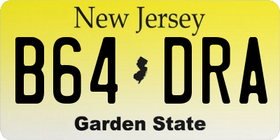 NJ license plate B64DRA