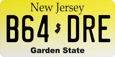 NJ license plate B64DRE
