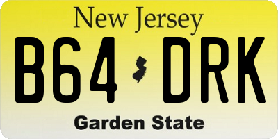 NJ license plate B64DRK