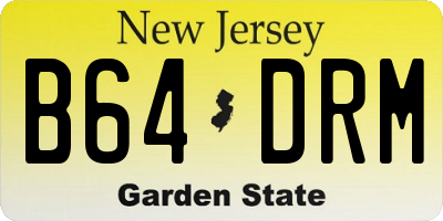 NJ license plate B64DRM