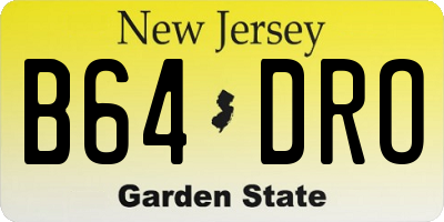 NJ license plate B64DRO
