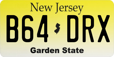 NJ license plate B64DRX