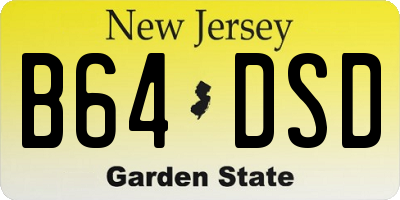 NJ license plate B64DSD
