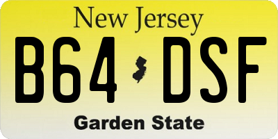 NJ license plate B64DSF