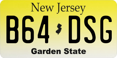 NJ license plate B64DSG