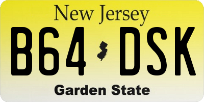 NJ license plate B64DSK
