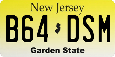 NJ license plate B64DSM